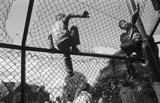 Boys Climbing On Cage Outside Pub - Falls Road Belfast 1981