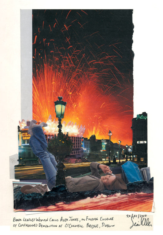 Bank Leaflet Woman Calls Alex Jones on Discovering Evidence of Controlled Demolition at O'Connell Bridge, Dublin